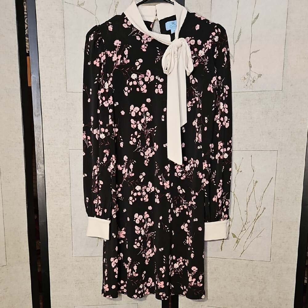 CeCe Pink and Black Long Sleeve Dress
